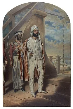 Diwan Mulraj in captivity · historical painting