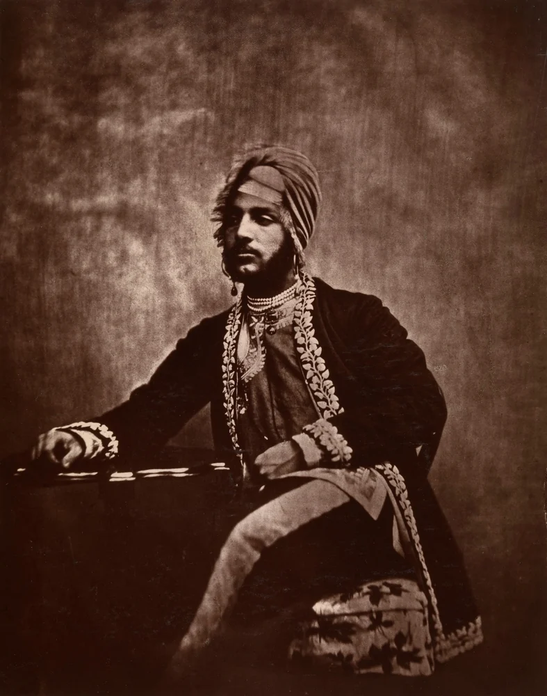 A seated portrait of Maharaja Duleep Singh, son of Maharaja Ranjit Singh.